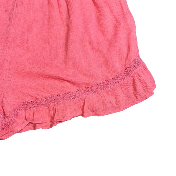 Abercrombie & Fitch Coral Ruffle Hem Shorts Med Boho Summer Festival Beachwear - Picture 3 of 5